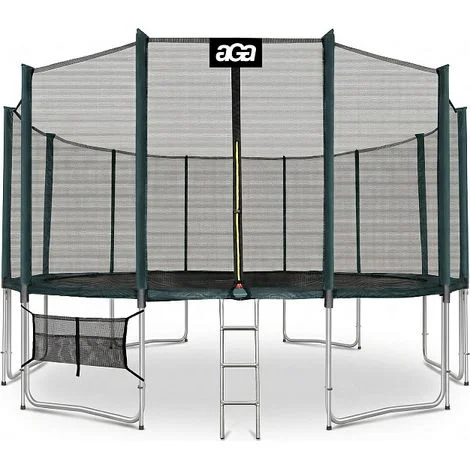 Aga SPORT PRO Trampolino 500 cm Verde scuro + rete di protezione + scala + tasca per le scarpe