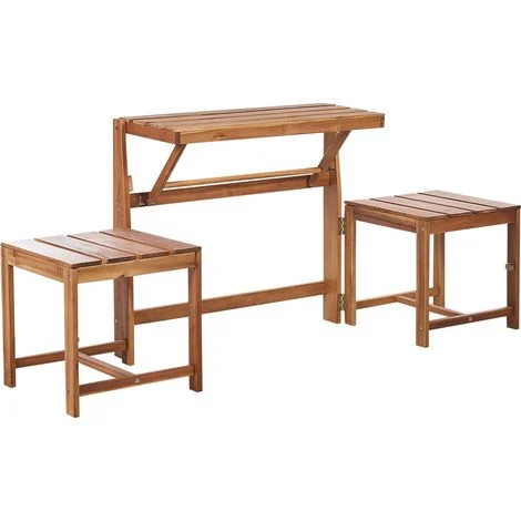Panca da giardino multifunzionale convertibile in legno di acacia chiaro Tuenno
