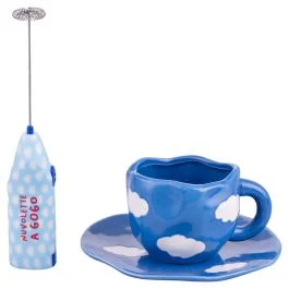 Set colazione, montalatte e mug con piattino, More Amor Nuvole