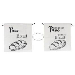 Sacchetto pane in cotone con laccetto, double face, avorio, La Cucina