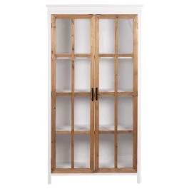 Vetrinetta in legno 4 ripiani, 2 ante in vetro, 82x35x158 cm, Sibilla