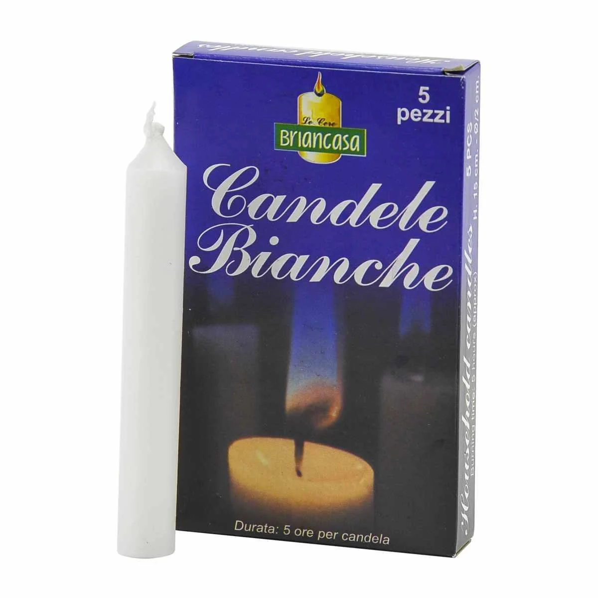 Candela h15 cm. Bianca Classica pz.5 cm.