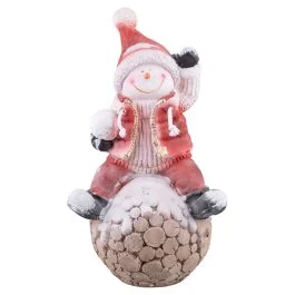 Pupazzo di neve su sfera decorativa in poliresina h. 48 cm, Santa's House