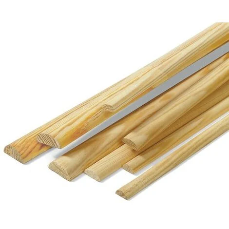 BASTONE MEZZO TONDO PINO NETTO NODI 6 X 15 X 1000 MM