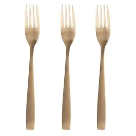 Set 3 forchette oro satinato, Manhattan Sibilla