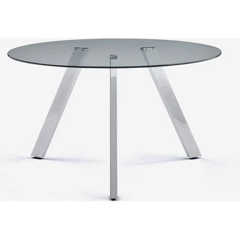 Tavolo design moderno in vetro rotondo 130cm con gambe in metallo Orun