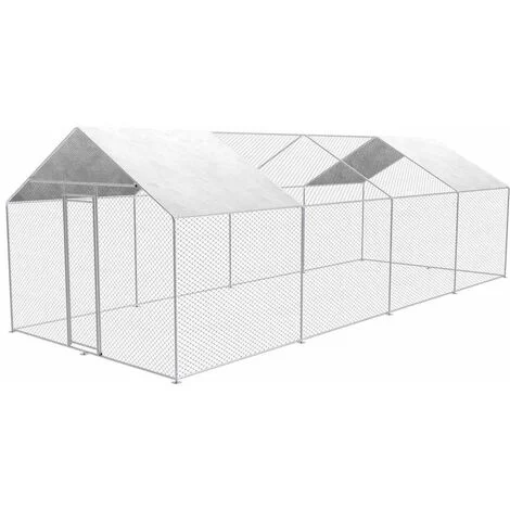Gabbia per polli da esterno 3x8x2,5m pollaio acciaio zincato Zipper zi-cr382
