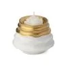 HERVIT PICCOLA PORTACANDELA IN GRES ONDULATO BIANCO ORO