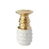 HERVIT PORTACANDELA IN GRES ONDULATO BIANCO ORO