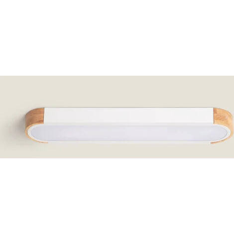 Plafoniera LED 18 W in Legno e Alluminio 140x650 mm, CCT Selezionabile, Dari Lang Bianco