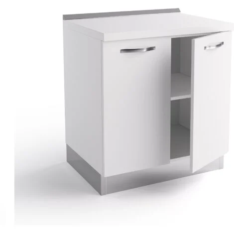 Base cucina 80x60x84 cm in legno bianco opaco con due ante - Massa