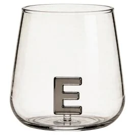 Bicchiere 420 ml in vetro borosilicato, lettera E interna in 3D, Monogram