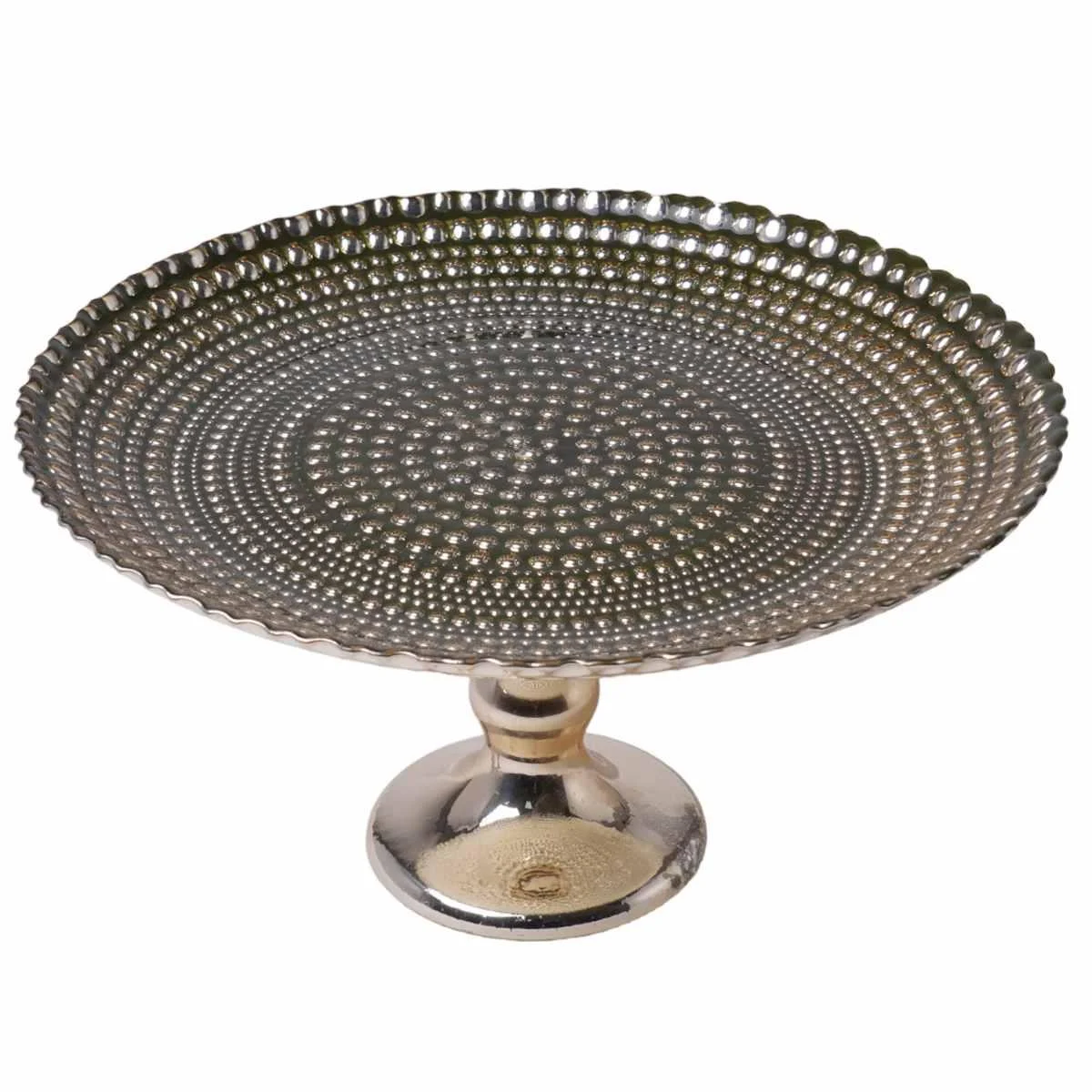 Centrotavola Alzata Vetro Mille Bolle Verde e Oro cm.21x8,5