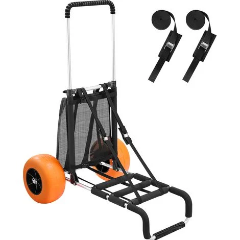 VEVOR Carrello da spiaggia, Carretto a mano, Carrello da spiaggia, Capacita di carico 74,84 kg, Carrello pieghevole in alluminio, da 685 a 1135 mm, Altezza regolabile, Carrello per spiaggia