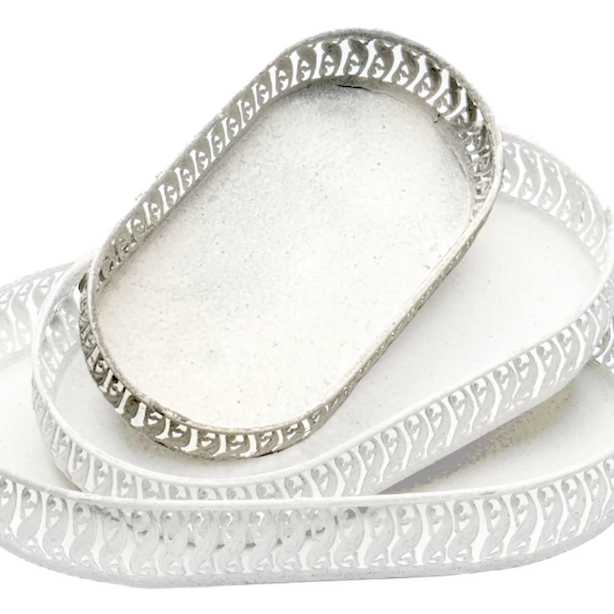 Vassoio Metallo Bianco Retrò Ovale cm.31x17