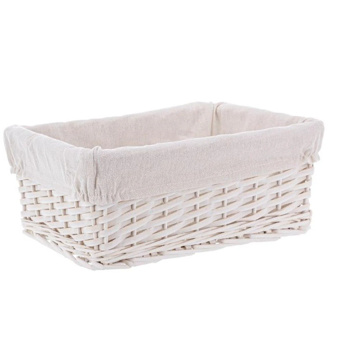 Cesto Vimini Bianco con Fodera cm.34x24x14