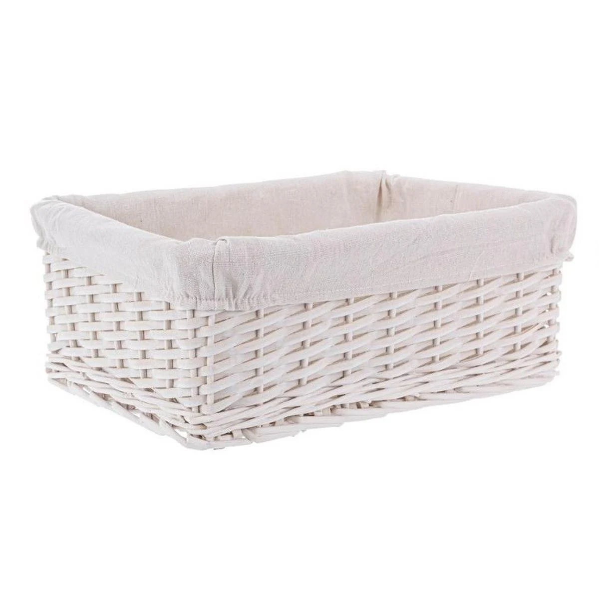 Cesto Vimini Bianco con Fodera cm.40x30x16