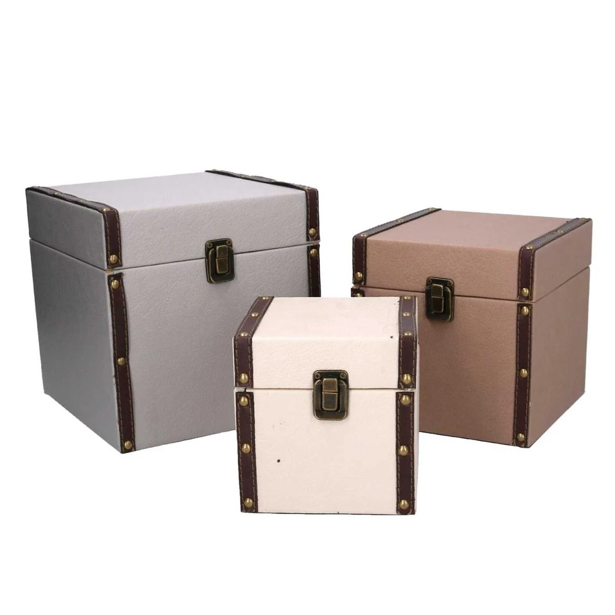 Scatola Ecopelle Beige cm.14x14xh14
