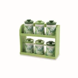 Set 6 barattolini portaspezie con stand