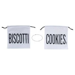 Sacchetto biscotti in cotone con laccetto, double face, bianco, Bigismore