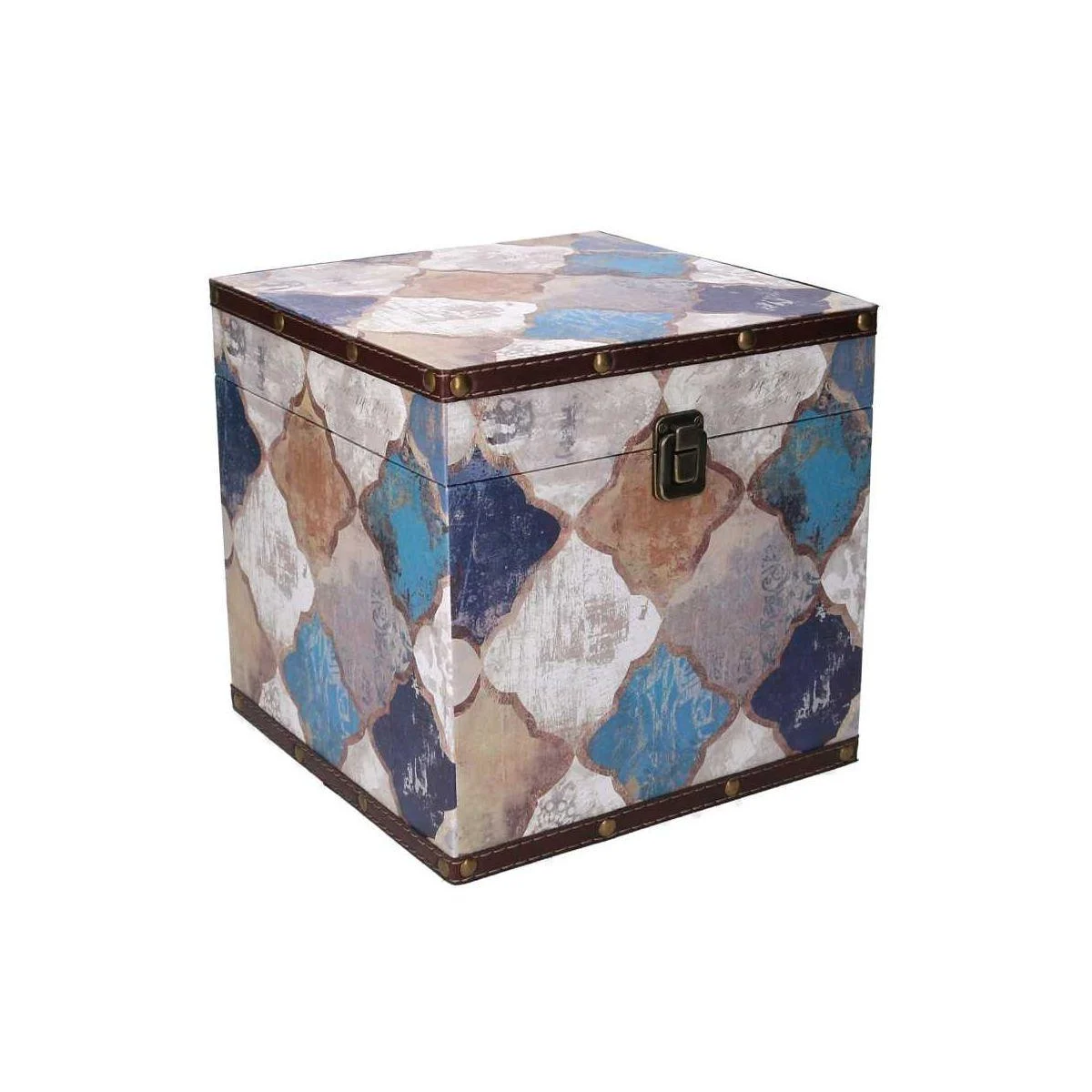 Baule Legno Quadrato Decoro Marocco cm.24xh24