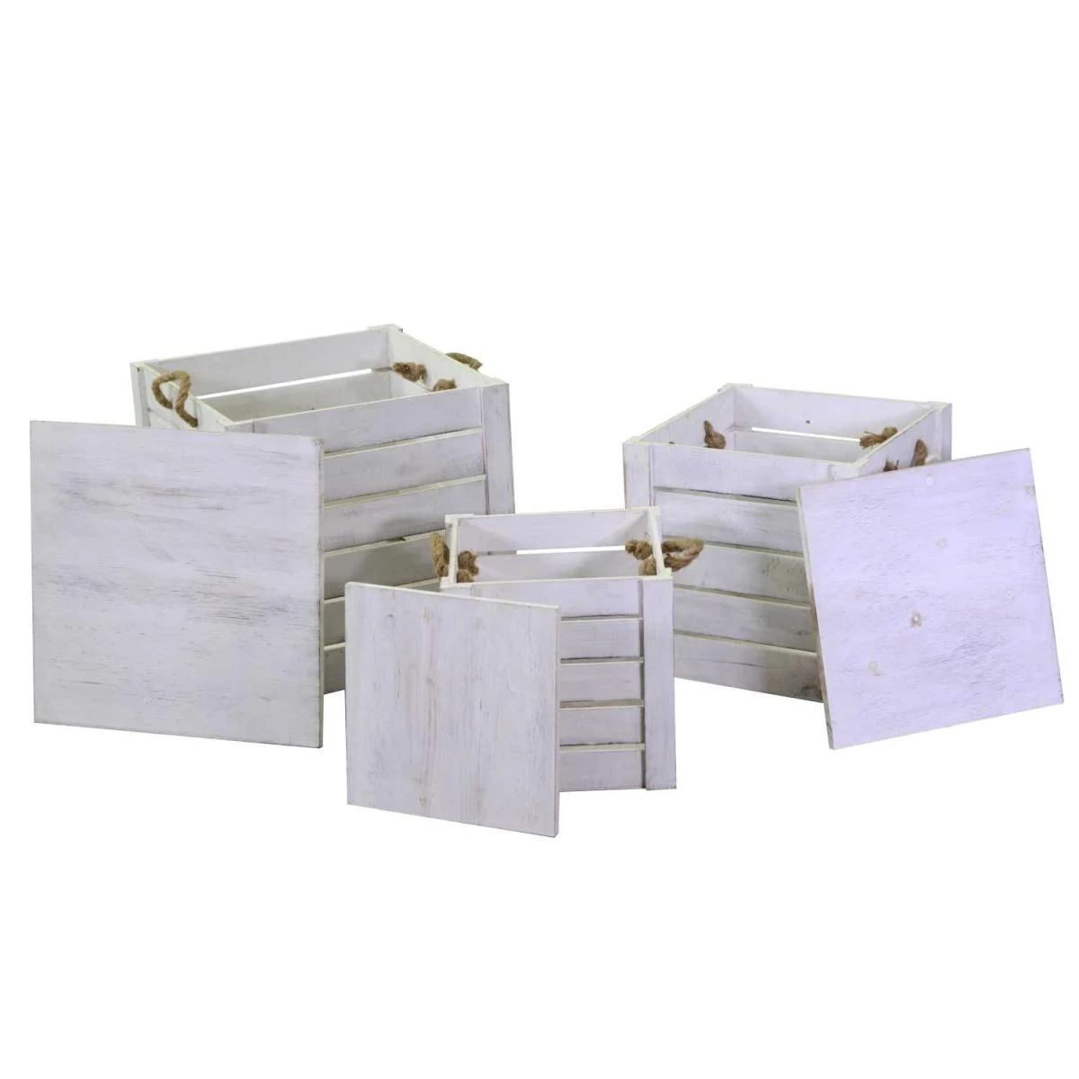 Scatola Portaoggetti Legno Bianca con Coperchio cm.42x42xh43,5
