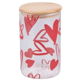 Barattolo 1 L in vetro borosilicato, coperchio in bambù, Love and SìChef