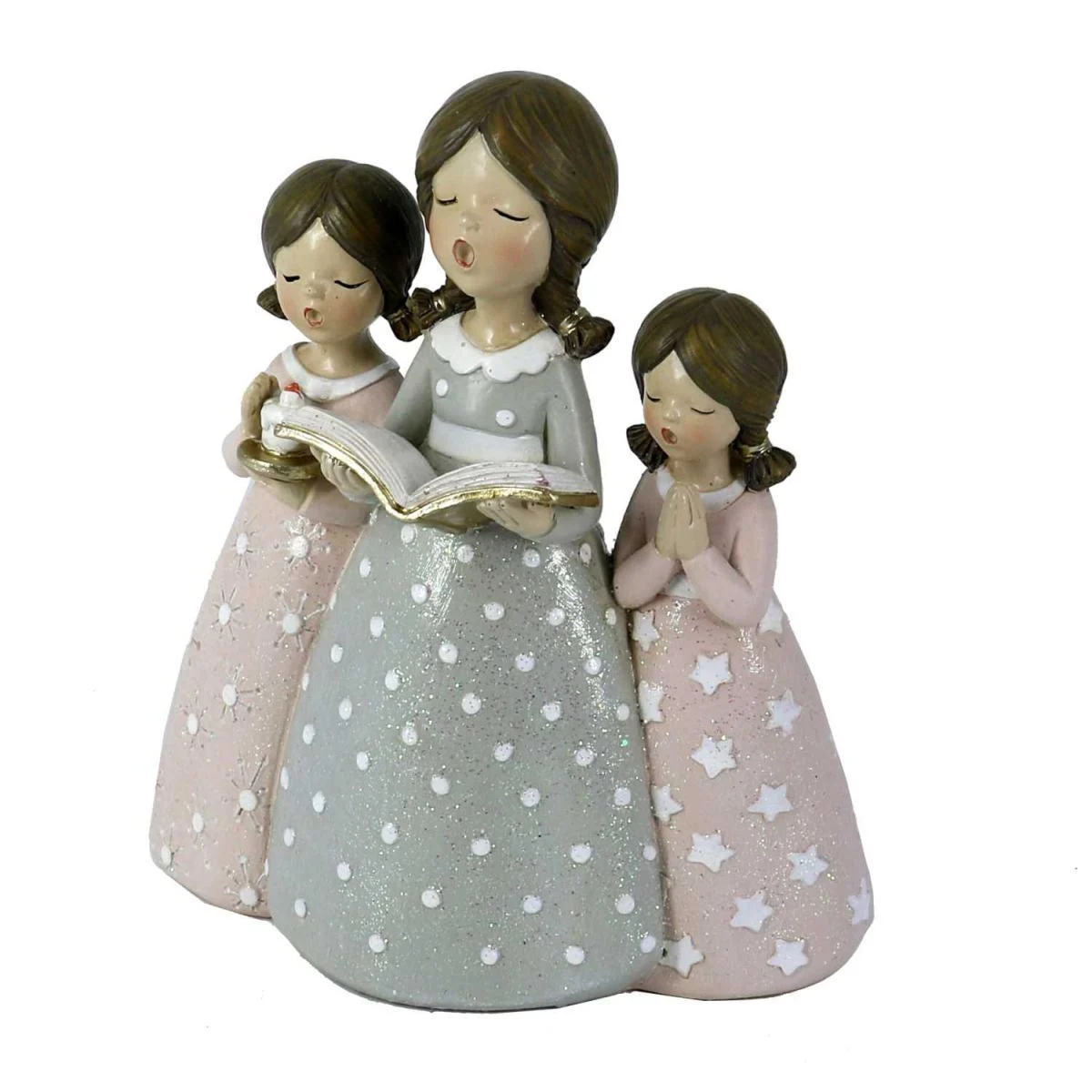 Statua Bambini Cantori Resina cm.14x16,5