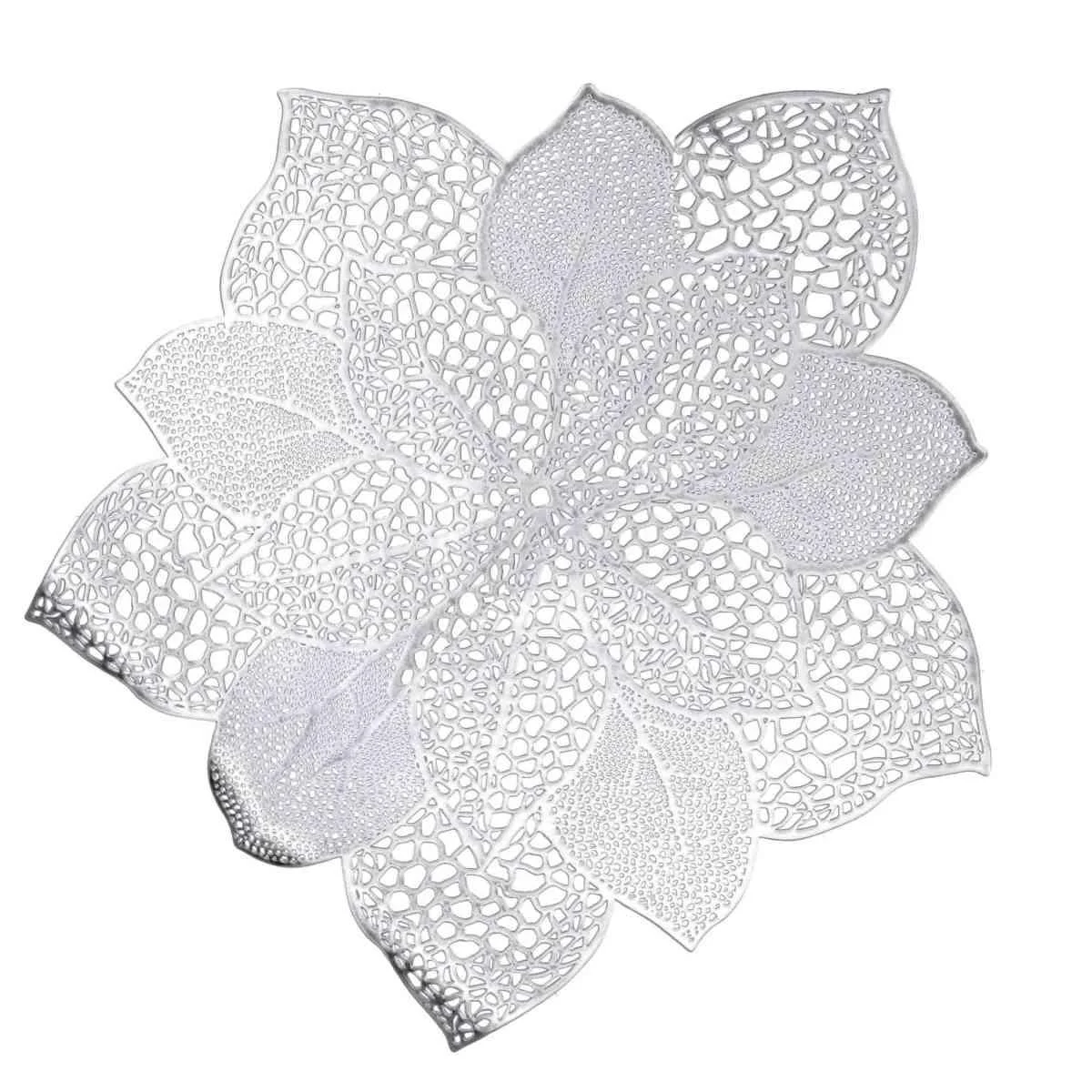 Tovaglietta Natalizia Sottopiatto PVC Fiore Argento cm.44