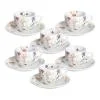 FONTEBASSO FLORA SET 6 TAZZE CAFFE CON PIATTINO