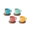 EASY LIFE TAKE A LOOP SET 4 TAZZE ESPRESSO CON PIATTINO ACACIA