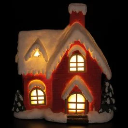 Casetta natalizia in poliresina 31x34xh.36,5 cm con led e musica, Santa's House