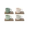 EASY LIFE TAKE A BREAK SET 4 TAZZE ESPRESSO CON PIATTINO ACACIA