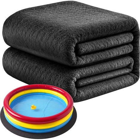 Relaxdays Tappetino Protettivo per Fondo Piscina Fuori Terra Ø 2 m, Telo in feltro, tagliabile, resistente, nero