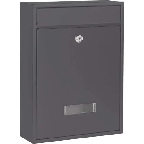 Wiltec Cassetta postale singola V10, verniciatura a polvere antracite, con vetrino portanome