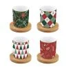 EASY LIFE FANCY CHRISTMAS SET 4 TAZZE ESPRESSO CON PIATTINO