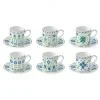 EASY LIFE FLOWERS GARDEN SET 6 TAZZE ESPRESSO CON PIATTINO