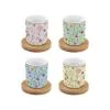 EASY LIFE MEADOW FLOWERS SET 4 TAZZE ESPRESSO CON PIATTINO BAMBOO