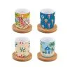 EASY LIFE A LA PLAGE SET 4 TAZZE ESPRESSO CON PIATTINO BAMBOO