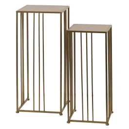 Set 2 tavoli quadrati in ferro, oro, Esté