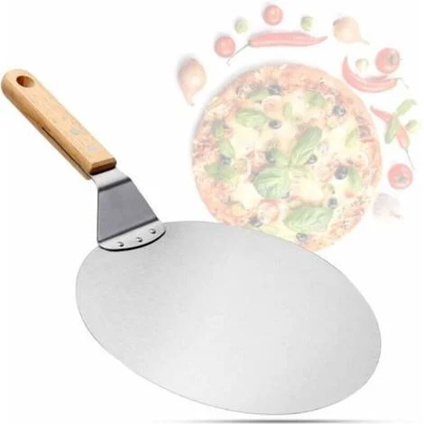 Vendita di liquidazione: pala per pizza in acciaio inox con manico in legno, spingipietra per pizza, spingipane, pala per torte, pala per pizza