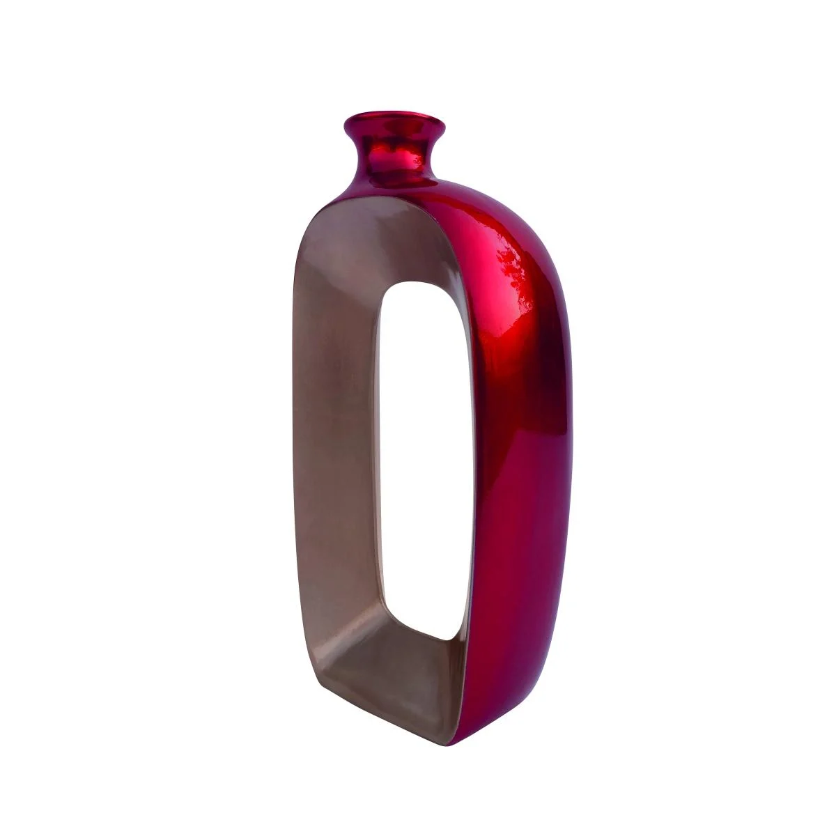 Vaso Ceramica Rosso Beige Forato cm.23x51