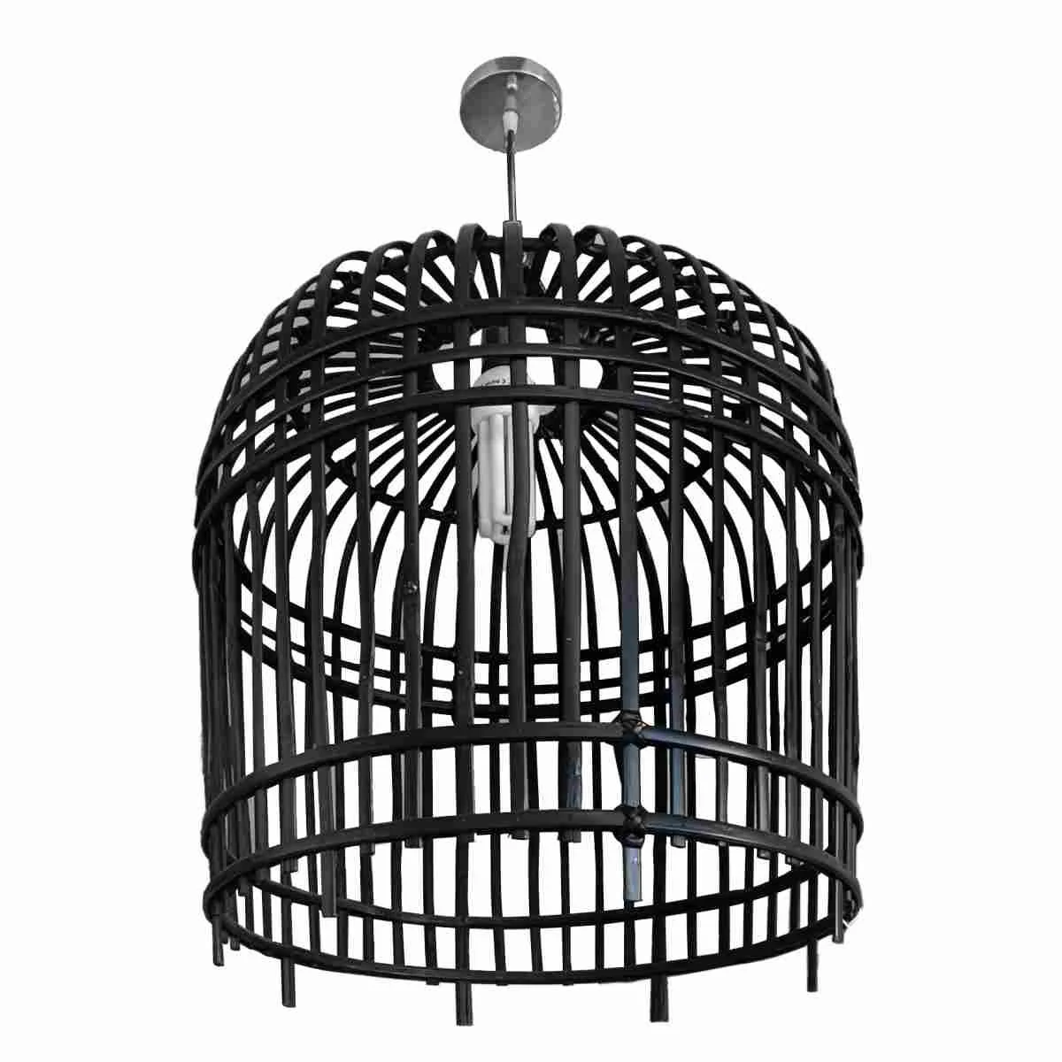 Lampadario Bambu Nero Medio cm.56x50
