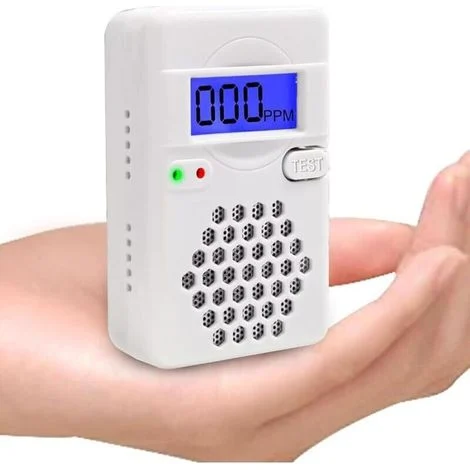 Rilevatore di monossido di carbonio con display LCD digitale, rilevatore di CO con batteria sostituibile, pulsante di reset del test, indicatore di batteria scarica, portatile, conforme allo standard