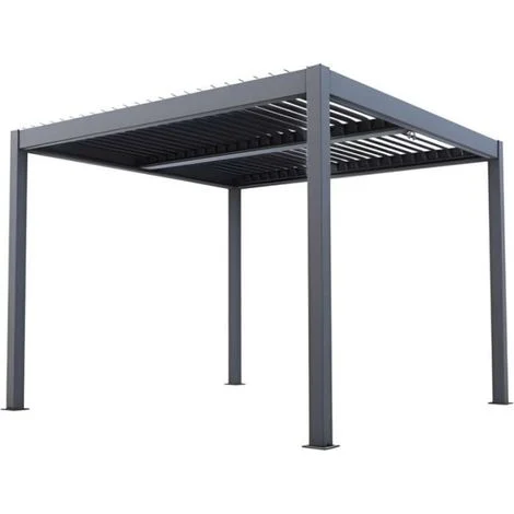 Pergola Bioclimatica 3x4 m in Alluminio Grigio a Lamelle Orientabili - Atena Verdelook