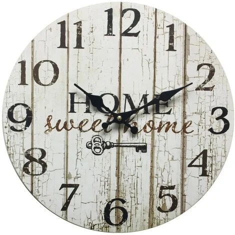 Rebecca Mobili Orologio da Parete Decorazione Legno Bianco Shabby 33,8x33,8x4