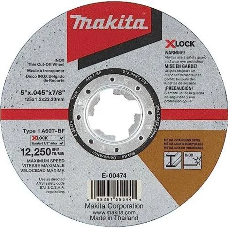 Makita E-00418 E-00418-Dischi per taglio fine x-Lock 125x1,2x22,23, nero, 60 x 450 mm