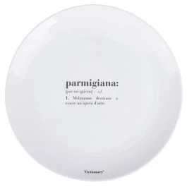 Piatto piano tondo in vetro opalino, bianco, Victionary Parmigiana