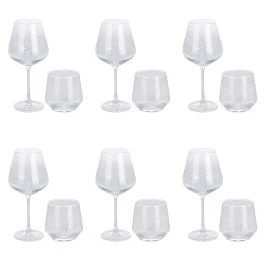 Set bicchieri acqua e calici vino da 12 pezzi, Zaffiro Sibilla