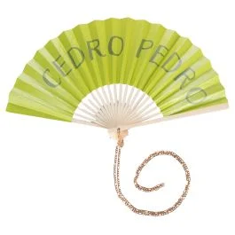 Ventaglio Cedro Pedro verde lime, manico in bambù, Tinte uniche